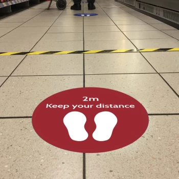 image of Social Distance Floor Marker - Red Circle (400 X 400mm)