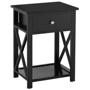 Image of Homcom 55Cm X Frame Side/End Table With Drawer And Shelf Black