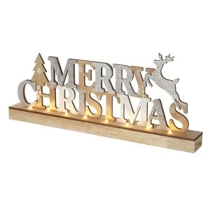 Image of Merry Christmas Wooden Light Up Plaque