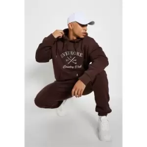 Image of I Saw It First Embroidered Graphic Sweats - Brown