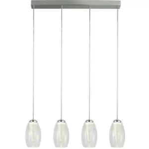 image of Searchlight Cyclone 4 Light Bar Pendant, Clear Glass 3000K