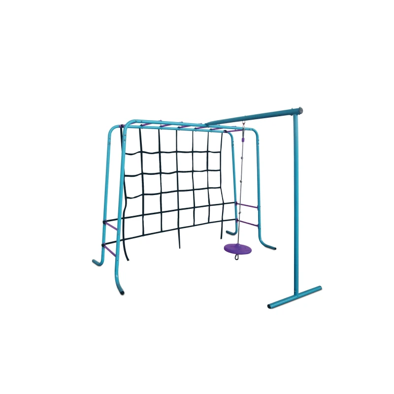 Image of Plum Metal Monkey Bars with Swing and Climbing Wall, Multi 105601A82