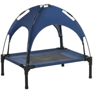 Image of PawHut Raised Dog Bed Waterproof Elevated Pet Cot with Breathable Mesh UV Protection Canopy Blue, for Small Dogs, 61 x 46 x 62cm