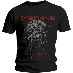 image of Iron Maiden - World Slavery 1984 Tour Mens Large T-Shirt - Black