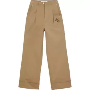 Image of Calvin Klein Jeans Embroidery Hr Wide Leg Pants - Beige