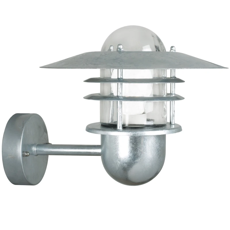 Image of Nordlux Agger Outdoor Wall Light Silver Galvanized steel Solar E27 Sensor Coastal/Marine Safe - Mains Powered, IP54 Silver Unisex