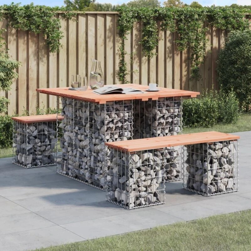 Image of VIDAXL Garden Bench Gabion Design 100x102x72cm Solid Wood Douglas Vidaxl 8720845446376