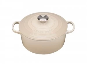Image of Le Creuset Signature Cast Iron Round Casserole 24cm Almond