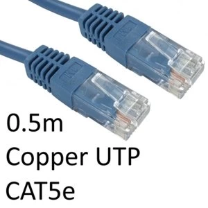 image of RJ45 (M) to RJ45 (M) CAT5e 0.5m Blue OEM Moulded Boot Copper UTP Network Cable