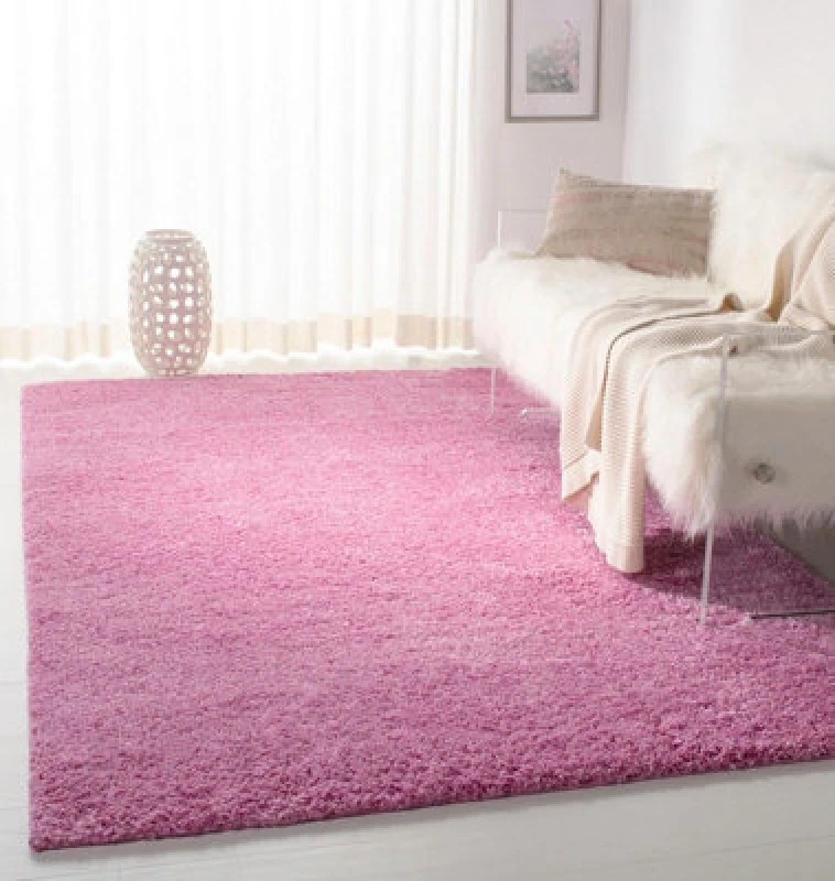 Image of Smart Living Smart Living Soft Fluffy 5cm Thick Pile Shaggy Area Rugs for Living Room, Bedroom in Dusty Pink Size: 60cm x 110cm Dusty Pink 60cm x 11