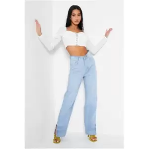 Image of I Saw It First White Milk Maid Eyelet Long Sleeve Crop Top - White