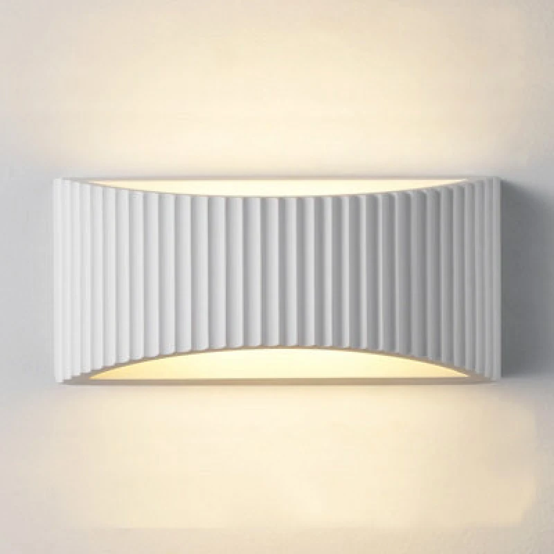 Image of Harper Living Large Modern Wall Light, Wave Pattern Shade, G9 Cap Type Up And Down Wall Lamp, White Ceramic Paintable