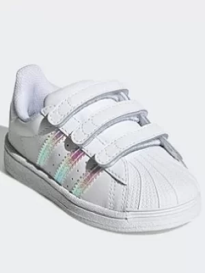 Image of adidas Originals Superstar Shoes, White/White/White, Size 5