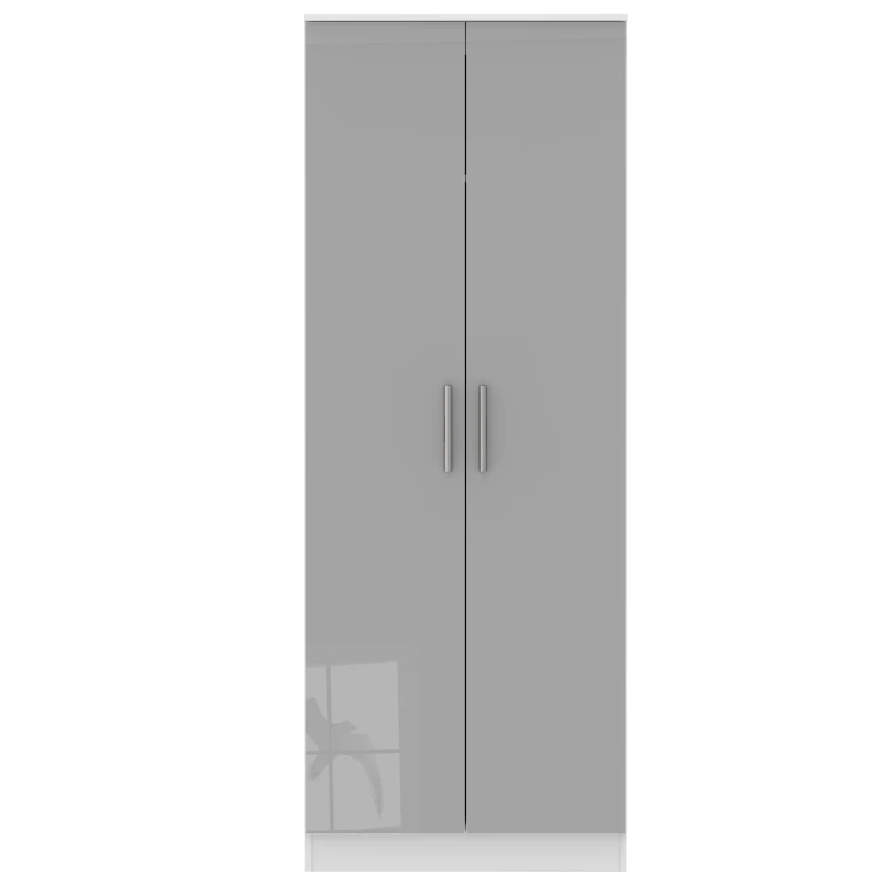 Image of Trent Tall Plain Wardrobe In Grey & White (Ready Assembled)