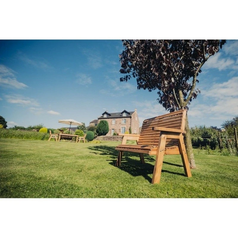 Image of Churnet Valley Garden Furniture Ltd Valley 2 Seat Bench - Min. Assembly Required - Set of Cushions Inc in Brown Brown Unisex