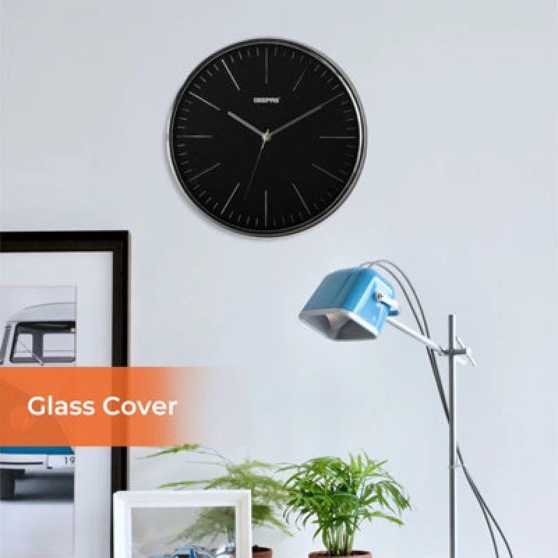 Image of Geepas Wall Clock Battery Operated Silent Non-Ticking Analog Clock, Black