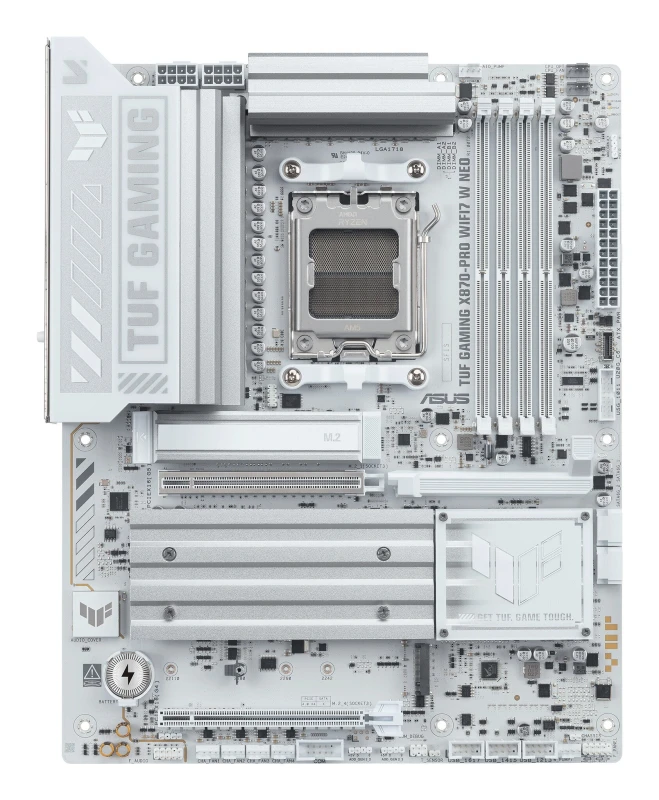 Image of ASUS TUF Gaming X870-PRO WiFi 7 Motherboard - AMD AM5, PCIe 5.0, DDR5, 2.5Gb LAN, AI Cooling, USB4 - White - 90MB1NY0-M0EAY0
