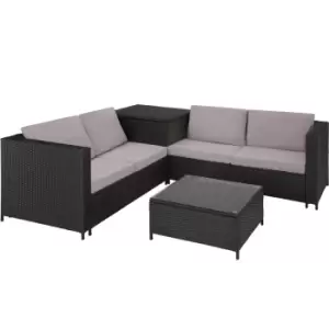 image of Tectake Rattan Garden Furniture Lounge Siena - Black/Grey