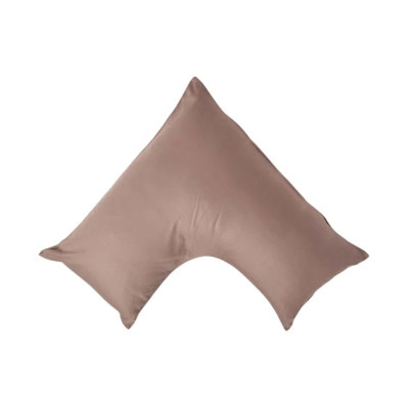 Image of Homescapes V Shaped Pillowcase Organic Cotton 400 Thread Count Brown
