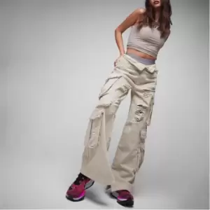 Image of Missguided Distressed Wide Leg Cargo Jeans - Beige
