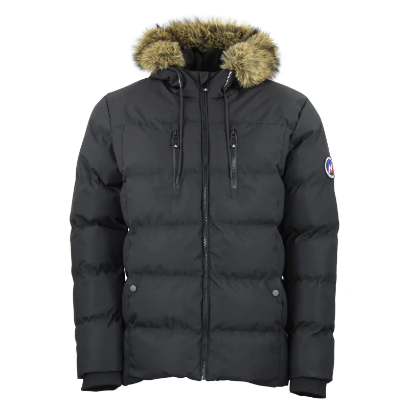 Image of Womens fur hooded puffer jacket Peak Mountain Noir Female L