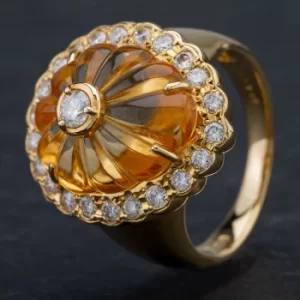 image of Pre-Owned 18ct Yellow Gold Citrine and Diamond Dress Ring 4343004