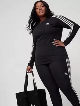 Image of adidas Originals 3 Stripes Long Sleeve Tee (Plus Size) - Black, Size 1X, Women