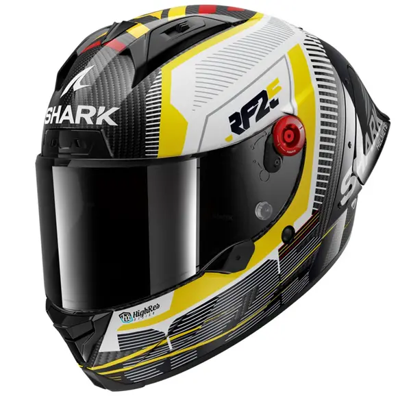 Image of Shark Aeron-GP Replica Raul Fernandez Signature DWY Carbon White Yellow Glossy Full Face Helmet Size L
