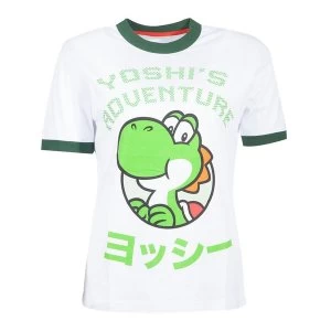 Image of Nintendo - Yoshi'S Adventure Womens Large T-Shirt - White/Green