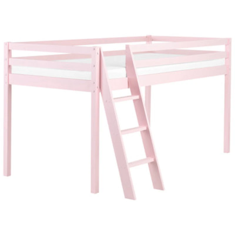 Image of Beliani Mid Sleeper Bed Pine Wood Ascoux 90 X 200 Cm (Eu Single) Pink