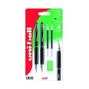 Image of Uni-Ball 207 Gel RT Rollerball Twin Pack Plus 2 Refill Black 238212445