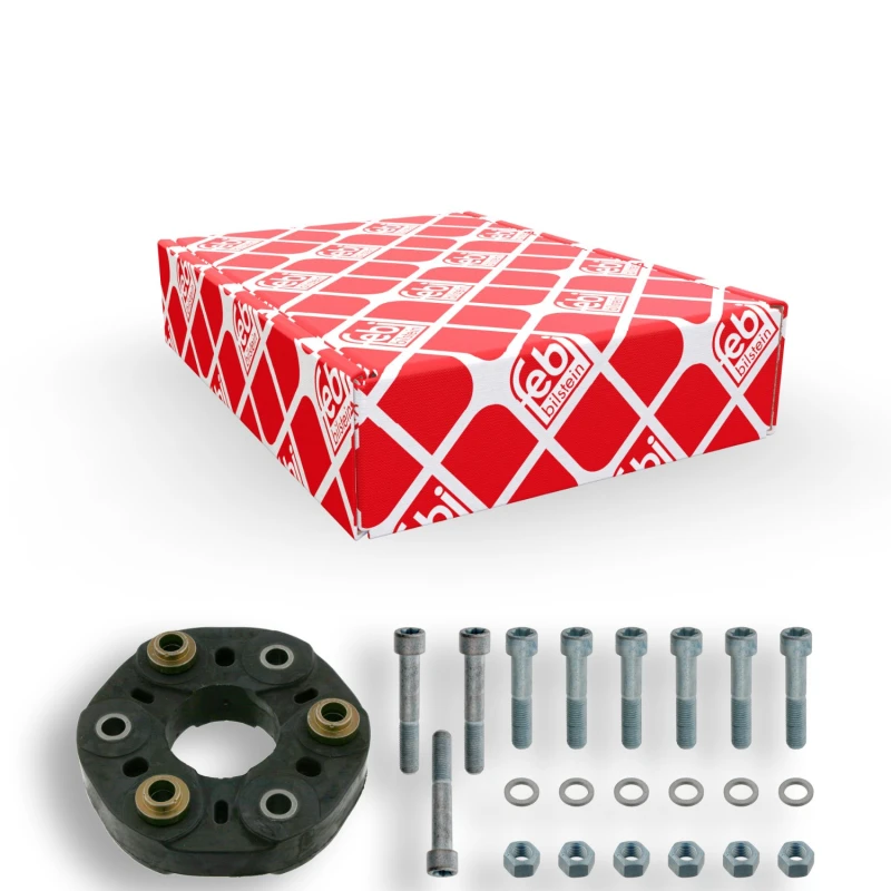 Image of FEBI BILSTEIN 40115 Drive Shaft Coupler with washers, with nuts, Front, Ø: 148mm, Bolt Hole Circle Ø: 110mm Elastomer Joint,propeller shaft (1427)