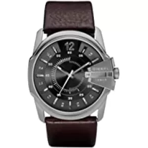 Image of Diesel Mens Master Chief Three-Hand Leather Watch - Brown