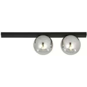 Image of Emibig Fit Black Globe Ceiling Light with Graphite Glass Shades, 2x E14