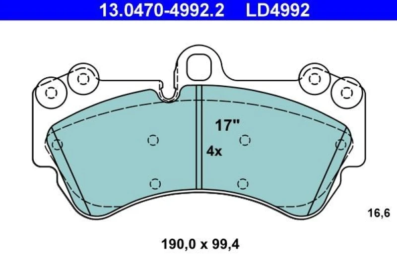 Image of ATE 13.0470-4992.2 Brake pad set excl. wear warning contact Brake Pad Set,disc brake (402)