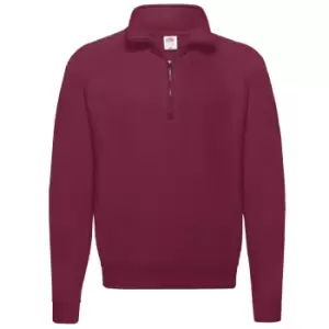 Image of Fruit Of The Loom Mens Zip Neck Sweatshirt Top (S) (Burgundy)