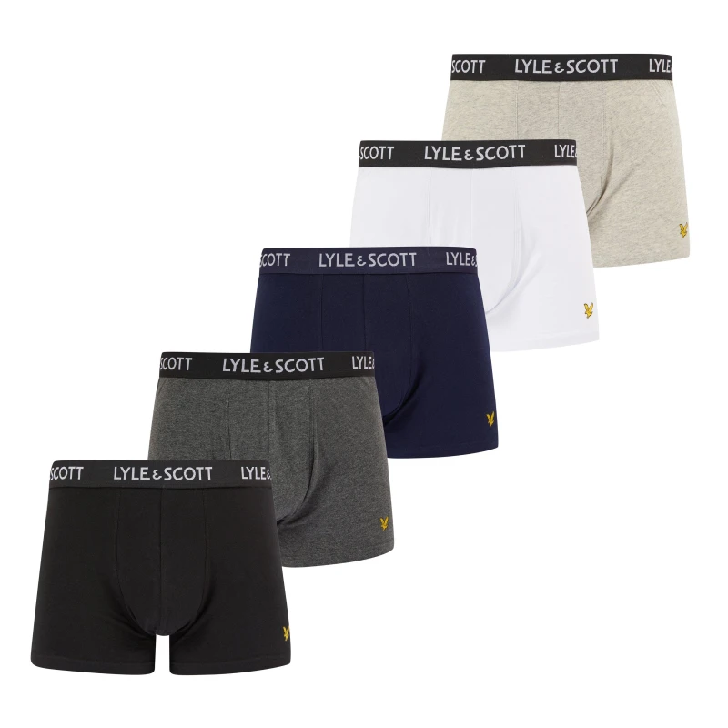 Image of Lyle & Scott 5 Pack Miller Trunks Black/White/Grey/Peacoat XXL