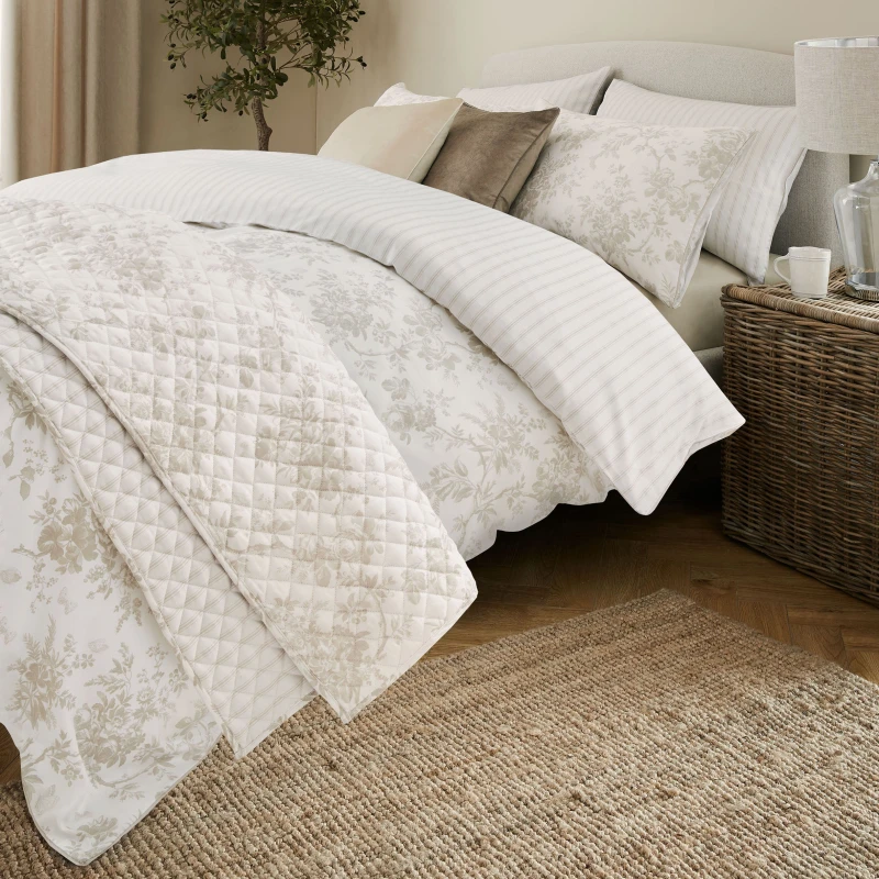 Image of Laura Ashley Walled Garden Duvet Cover Bedding Set Dove Grey