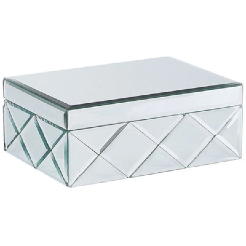 Image of Beliani Trinket Box Gorron Glass Mirrored Silver