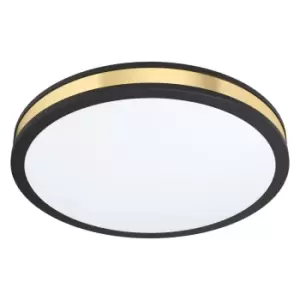 Image of Wall Flush Ceiling Light Colour Black Shade White Gold Plastic Bulb LED 24W