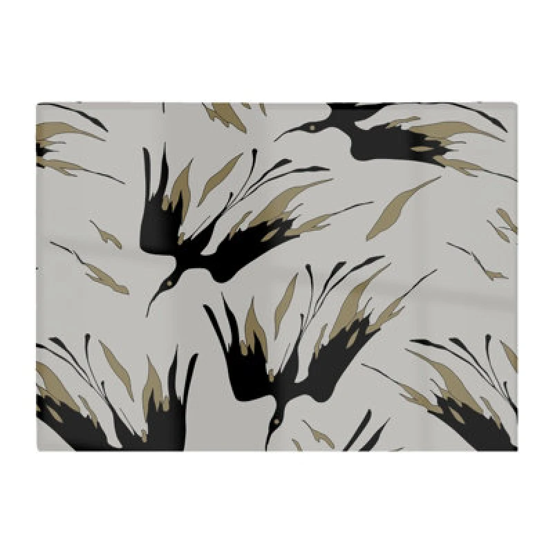 Image of Warren Reed Designer Black And Gold Fire Bird Silhouettes Glass Chopping Board