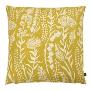 image of Turi Floral Jacquard Cushion Sunflower/Gold