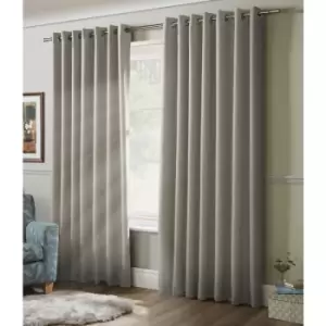 image of 100% Blackout Eyelet Ring Top Curtains Grey 90 x 72 - Grey