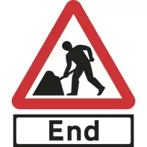 Image of Road Works & End Supp Plate - Classic Roll Up Traffic Sign (600MM Triangle