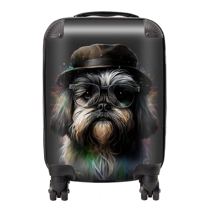 Image of Warren Reed - Designer Lhasa Apso Dog Splashart Suitcase Size: Small Multicolor Unisex Small