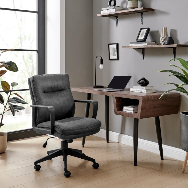 Image of FurnitureboxUK FurnitureboxUK Rosco Faux Leather Office Chair in Black One Size Unisex 5056657198626