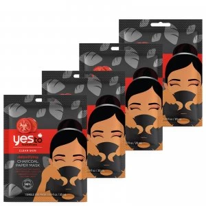 image of yes to Tomatoes Detoxifying Charcoal Paper Single Use Mask (Pack of 4)