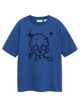 image of Mango Boys Skull Tshirt - Blue