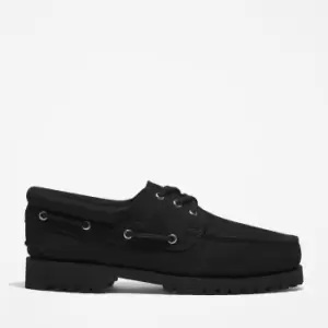 Timberland 3-eye Lug Handsewn Boat Shoe For Men In Black Black, Size 8.5