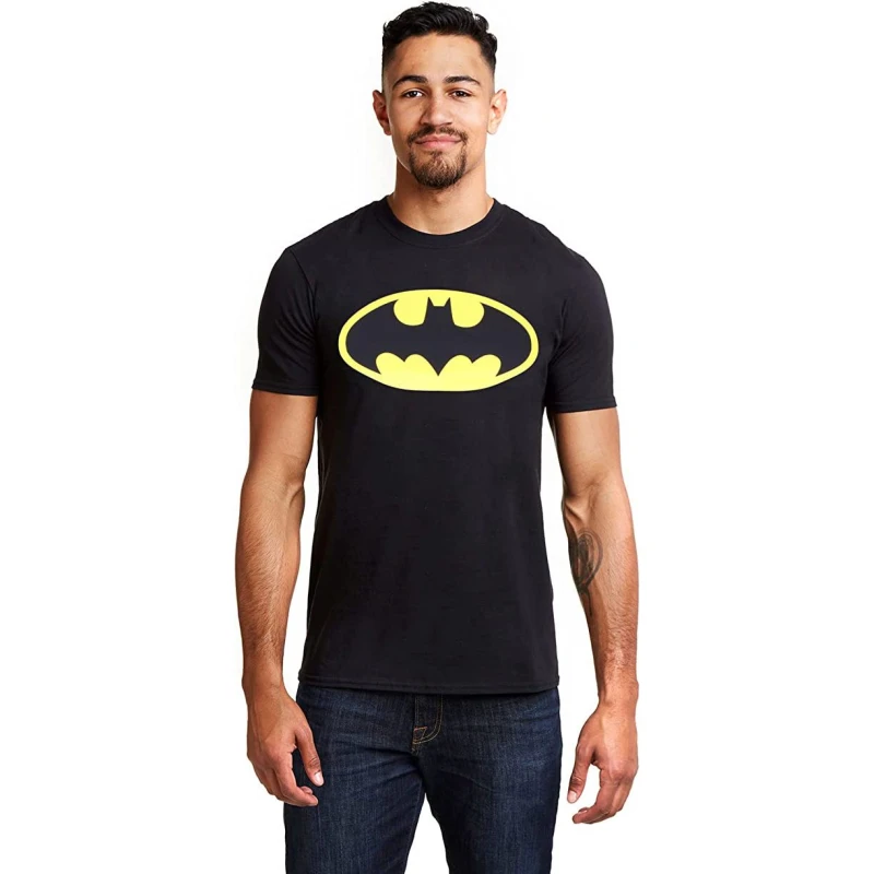 Image of Batman Batman Men Logo T-Shirt in Black Size: Small Black S Male 5059958513198
